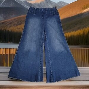 Anthropologie Pilco Jeans Womens 32x28 The Skipper Side-Zip Wide Leg Ankle Boho